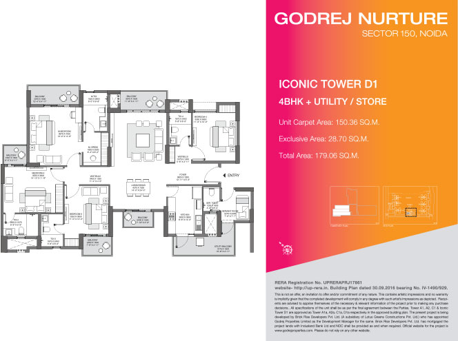 4 BHK + Utility / Store (Iconic Tower D1)