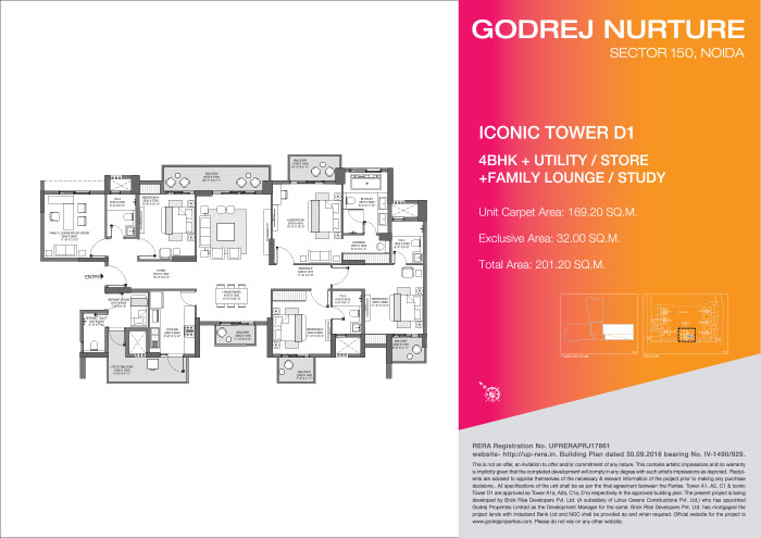 4 BHK + Utility / Store + Family Lounge / Study (Iconic Tower D1)